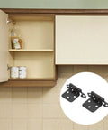 Black Overlay Cabinet Door Hinges 6 Pack Self Closing Flush Face Mount Kitchen Cupboard Hinges for cabinets shown in kitchen setting