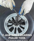 Three Jaw Inner Bearing Puller For Cars, Motorcycles, And SUVs, Built Tough Carbon Steel Pilot Bearing Removal Tool shown in use