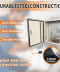 Heavy Duty Workhorse 16X12X8 Electrical Enclosure Box Nema 4 IP66 open showing carbon steel construction and waterproof features.