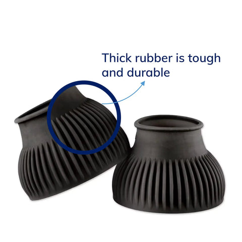 Pair Of Horse Bell Boots Rugged Rubber Overreach Protection For Horses Large Size Black Protective Equine Boot Set Built To Last