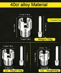 3Pc PVC Pipe Threader Kit For 1/2 Inch Up To 1 Inch Plastic Tubing showing 40cr alloy tools with measurements and weights.