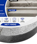 Heavy Duty Concrete Crack Filler For Outdoor Patios And Floors Joint Repair Glue that shows before and after effects with 100g of sealant.