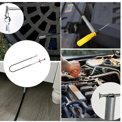 116 Inch Flexible Grabber Claw Tool Reacher For Hair Clogs In Toilet Sewer Shower Kitchen And Bathroom Drains, 4-Prong Claw With Easy Grip Handle, Quick Clog Remover For DIY Home Fix