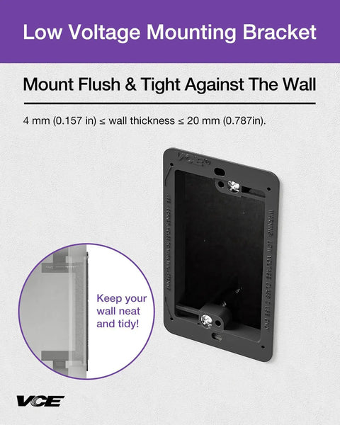 Low Voltage Mounting Bracket Single Gang Wall Plate Flush In Wall Box For Network HDMI Coaxial Speaker And Telephone Cables Black 5 Pack Easy Install Durable Quick Mount Design For Neat Setup