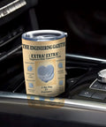 20 Oz Insulated Tumbler With Newspaper Inspired Blueprint And Circuit Design Stainless Steel Travel Mug in car holder