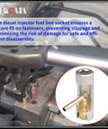 17mm Diesel Injector Fuel Line Socket Flare Nut Wrench designed for secure fit on fasteners in diesel engines.