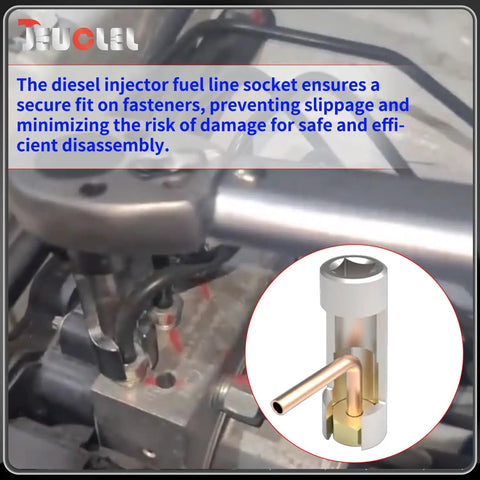 17mm Diesel Injector Fuel Line Socket Flare Nut Wrench designed for secure fit on fasteners in diesel engines.