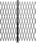 Heavy Duty Double Folding Security Gate Eighty Seven Inches Tall By One Hundred Fifty Inches Wide Built Like A Tank With Fourteen Gauge Steel And Black Powder Coat For Serious Perimeter Lock Down, front view with diamond pattern.