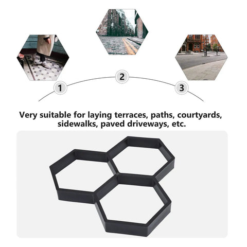 Hexagon Concrete Molds For DIY Garden Walkways Reusable Paver Molds For Concrete Stepping Stone Pavement Kits Easy Pour Molds