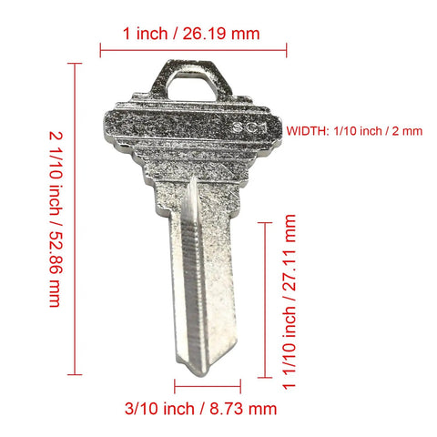 Brass SC1 Uncut Key Blanks Pack Of 10 That Fit Schlage 5 Pin Locks Also Compatible With Axxess 68 Cole SC1 And Curtis SC1