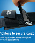 Heavy Duty 2 Inch By 48 Inch Boat Tie Down Straps with manual buckle clasp, showing tightening mechanism