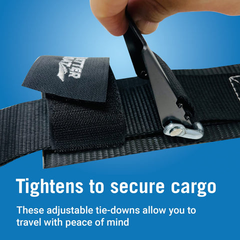 Heavy Duty 2 Inch By 48 Inch Boat Tie Down Straps with manual buckle clasp, showing tightening mechanism