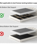 Built Straight Up Tough King Size Box Spring With Heavy Duty Metal Slats And Reinforced Steel Mattress Foundation showing supported and unsupported frames.