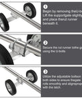 Installation steps for 6 Inch Adjustable Sliding Gate Wheel Tensioner Set With Mounting Bracket And U Bolts For Smooth Operation Of Metal Tube And Driveway Gates Heavy Duty Rubber Wheels For Quiet Durable Gate Performance.