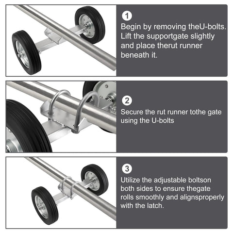 Adjustable Sliding Gate Wheel 8 Inch Tensioner Set With Mounting Bracket And U Bolts Premium Gate Accessory installation steps