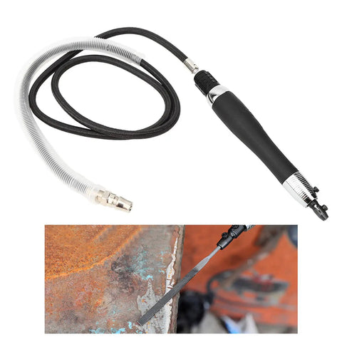 Heavy Duty Pneumatic Die Grinder Spinning A Rock Solid 22000Rpm with hose, designed for efficient metal removal and finishing.