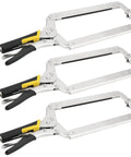Beefy 3 Piece 18 Inch C Clamp Set With Metal Face Clamps Adjustable Opening Welding Locking C Type Wood Clamps for woodworking projects.