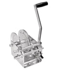 Two Speed Trailer Winch With 2,600 Lb Capacity, No Strap, 10 Inch Comfort Grip Handle, Silver Finish, Easy Shift Lock Mechanism