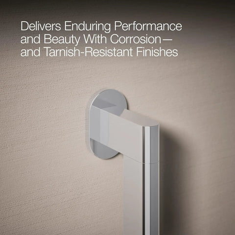 Rock Solid 24 Inch Wall Mounted Grab Bar For Bathroom Safety with polished chrome finish mounted on wall.