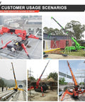 Multiple Portable Mini Crawler Cranes With Wireless Handheld Transmitter And Dependable Hydraulic Pump in various job site scenarios.