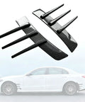 Hella Sleek Black Carbon Fiber Side Wing Decals For Trucks, two sleek 8.85x1.57in accessories for enhancing vehicle look.