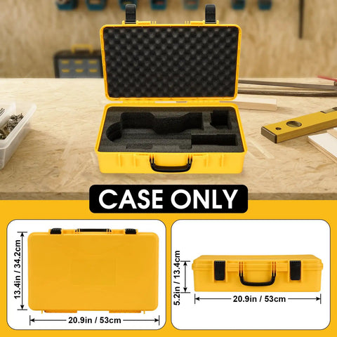 Beefy Hard Shell Case For 20V Max Grease Gun Kit DCGG571M1 DCGG571B With High Density Foam, portable with size details.