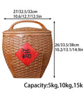 Top Shelf Ceramic Rice Storage Jar With Airtight Lid Chinese Design Grain Dispenser For Beans Coffee Tea Built Different Kitchen Organization Bucket dimensions and capacity details.