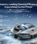 Automatic Cordless Pool Vacuum With Beast Mode Suction And Smart Navigation For Above Ground Flat Pools Up To 850 Sq Ft in water.