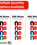 Workhorse Plastic Horseshoe Shim Multipack with 100, 200, 400-piece multi-color sets for leveling windows, doors, cabinets. Made in USA.