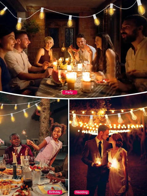 Outdoor String Lights With Remote Control 75 Ft Waterproof Patio Lighting Kit With 75 Globe G40 LED Bulbs in party setting