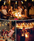 Outdoor String Lights With Remote For Patio And Backyard 30 Feet Waterproof Connectable LED Globe Bulbs 28 G40 illuminating a gathering