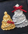 Gold Tin Foil Craft Kit with 15 dual-sided aluminum foil sheets, metal embossed Christmas trees with red bows, for DIY art projects