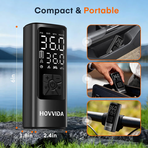 Portable Tire Inflator With Digital Pressure Gauge And Auto Shut Off Cordless Air Compressor For Cars Bikes Motorcycles And Balls Fast Inflation Up To 150 PSI Compact Handy Pump with 36.0 PSI display