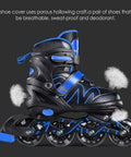 Adjustable Light Up Inline Skates For Kids And Adults Dope Roller Blades with breathable black and blue design