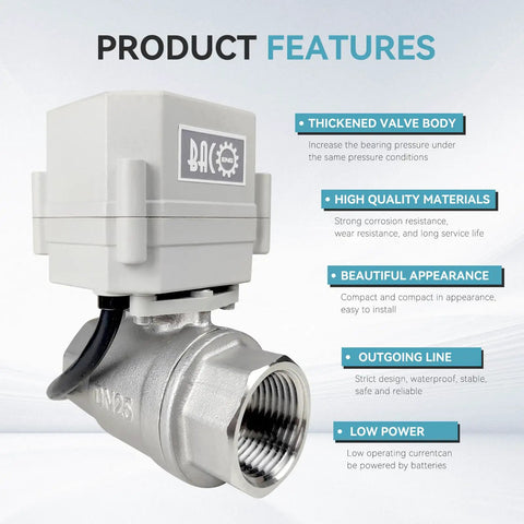 2 Way Motorized Ball Valve 1 Inch DN25 Stainless Steel Electric Water Valve 110VAC With Indicator US Plug Spring Return