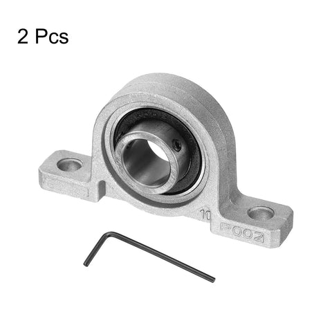 2 Pack KP002 Pillow Block Bearings, 15mm Bore, Zinc Alloy Flange Mounted Housing, ABEC 3 P6 Precision, Durable Rust Resistant, Smooth Shaft Support and Easy Mounting on 2-bolt base