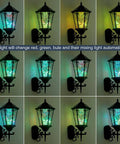 Large 21 Inch Solar Wall Lantern Outdoor Light Dimmable Dusk To Dawn Waterproof Aluminum Housing Glass Fixture Two Pack