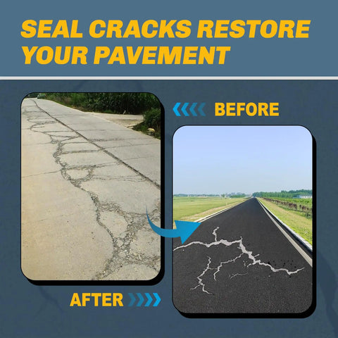 Heavy Duty Concrete Crack Filler Seals Cracks Fast, Waterproof Cement Repair for driveways shown before and after application