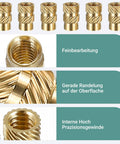 Brass Threaded Inserts Kit With Knurled Heat Set Nuts M2 M2.5 M3 M4 M5 M6 And 1/4 20 Female Thread For 3D Printing And Injection Molding 370 Pieces Pro Grade Embedding Nuts, close-up of threaded design and knurled surface
