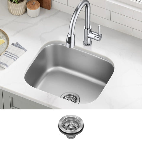 Undermount 15 Inch 18 Gauge Stainless Steel Kitchen Bar Sink with Noise Defend Soundproofing and Built to Last Commercial Grade Satin Finish