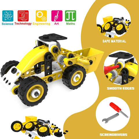 10 In 1 Stem Toys Set For Kids Ages 4 5 6 7 8 9 Plus Hands On Building Blocks Kit With Engineering Models Like Excavator Crane Bulldozer Windmill