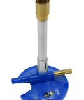 Premium Bunsen Burner For LPG And Butane Gas With Flame Stabilizer And Needle Valve Flow Control, blue die-cast base