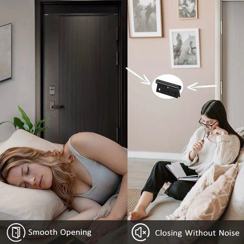 Black Lift Off Door Hinges 3 Inch Set Of 6 For Exterior And Interior Doors Removable Detachable Design Built To Last Rust Resistant 201 Stainless Steel With Matte Black Coating Left Hand Fit Cabinets Gates And Wood Doors, shown on black door