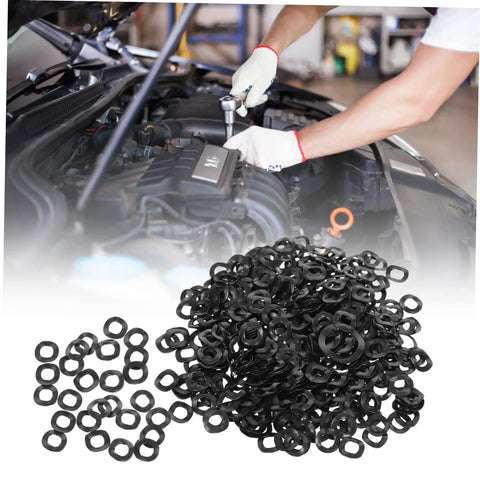 Wave Washer Set 500 Pieces Spring Steel Assortment For Tight Load Applications Compression Lock Washers To Prevent Loosening And Cut Friction In Auto Plumbing Machinery And Mechanical Assemblies. black wave washers for car engine repair
