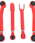 0-8 Inch Lift Adjustable Front Control Arm Kit For Jeep Cherokee XJ Comanche MJ Grand Cherokee ZJ And Wrangler LJ And TJ With Red Powder Coat For Lifted Rigs Front Upper Eye To Eye And Lower Eye To Eye Fit, red steel arms