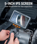 Articulating Borescope Pro Grade With Dual Lens Endoscope For Automotive Inspections, Five Inch IPS Display in car engine bay