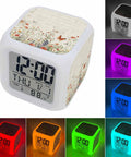 Solid Butterfly Floral Digital Alarm Clock With Silent Sleep Mode And Chill Nightlight displaying time date and temperature for bedroom or desk.