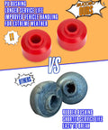 Dodge Ram 1500 Sway Bar End Link With PU Bushings Replacement, Beefed-Up Stabilizer Link For 2006-2024 Models, OE K80894, Reduces Body Roll, Eliminates Clunking Noise, Beats Vibration, Improves Cornering And Ride Confidence, red PU bushings compared with worn rubber bushings