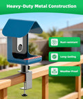 Heavy Duty Clamp-On Railing Mount For Bird Buddy Pro1 Pro2 Smart Feeder on deck rail, rust-resistant and weatherproof.