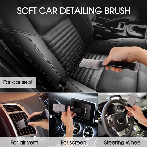 3 Piece Car Interior Detail Dust Brush Set With Soft Microfiber Dual Head Duster cleaning car seats and vents